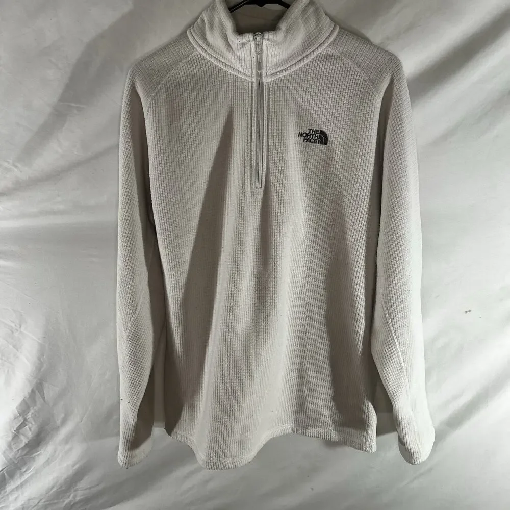The North Face White Waffle Grid 1/4 Zip Fleece Pullover M/M Medium